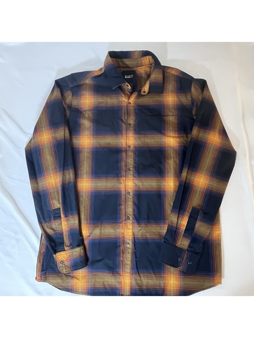 5.11 Tactical Plaid Button-Up Shirt - Orange/Blue, Men's Size Large